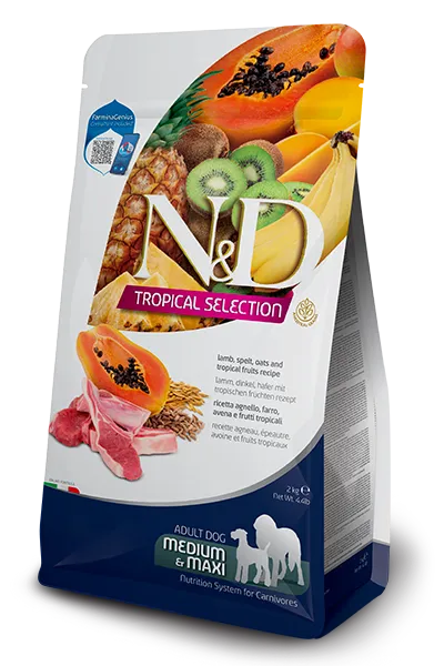 N&D Tropical Selection Adult Medium & Maxi – Lamb, Spelt, Oats & Tropical Fruits