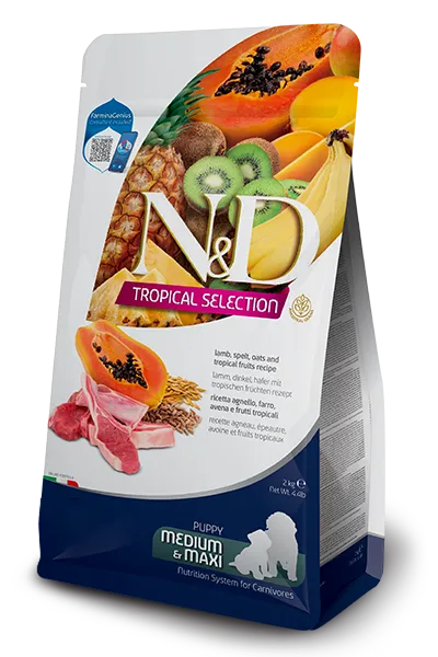 N&D Tropical Selection Puppy Medium & Maxi – Lamb, Spelt, Oats & Tropical Fruits