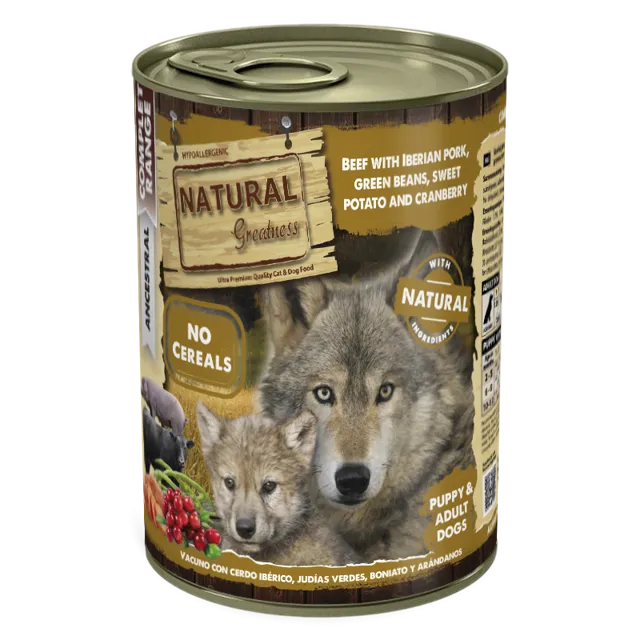 Natural Greatness Complete Wet Adult – Beef with Iberian Pork, Green Bean, Sweet Potato & Cranberry