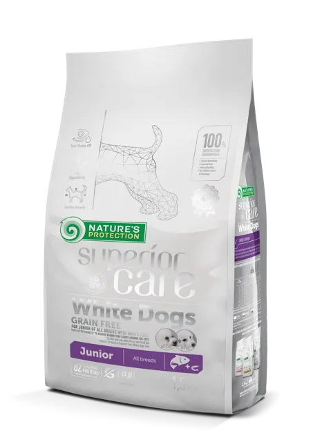 Nature's Protection Superior Care White Dogs Grain Free Junior – With Salmon