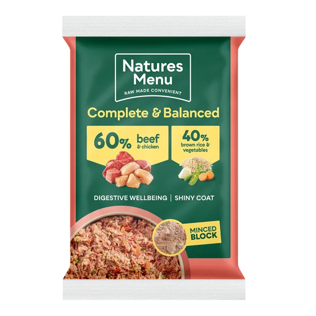Natures Menu Complete & Balanced 60/40 Minced Block – Beef and Chicken