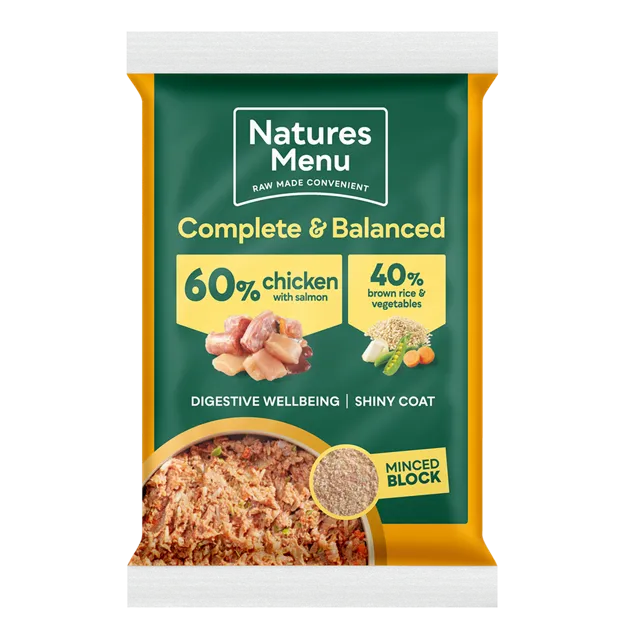 Natures Menu Complete & Balanced 60/40 Minced Block – Chicken with Salmon