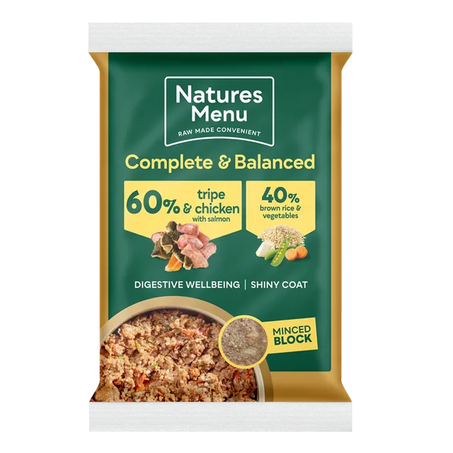 Natures Menu Complete & Balanced 60/40 Minced Block – Tripe & Chicken with Salmon