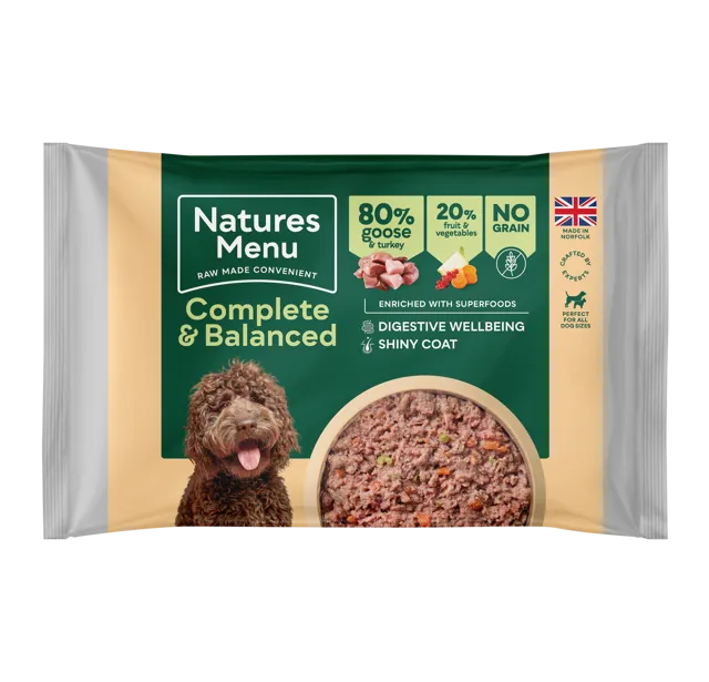 Natures Menu Complete & Balanced 80/20 Minced Block – Farm Reared Goose & Turkey