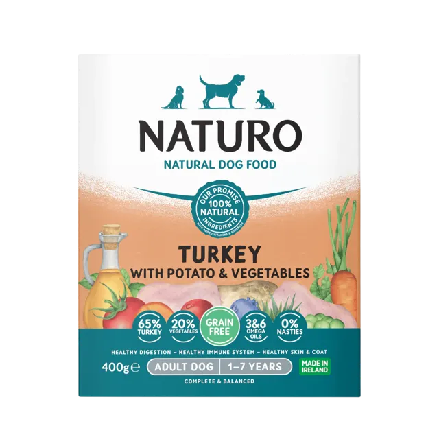 Naturo Adult Grain Free Trays – Turkey With Potato And Vegetables