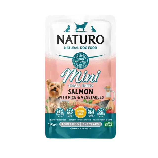 Naturo Adult Mini Dog Pouches – Salmon With Rice And Vegetables