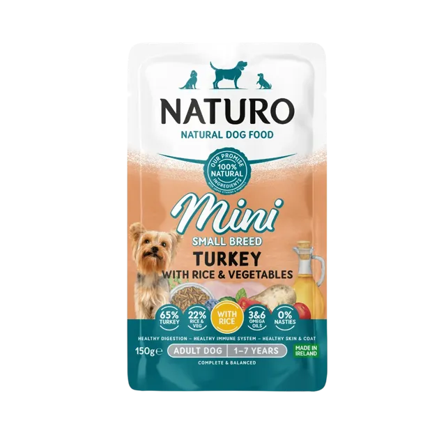 Naturo Adult Mini Dog Pouches – Turkey With Rice And Vegetables