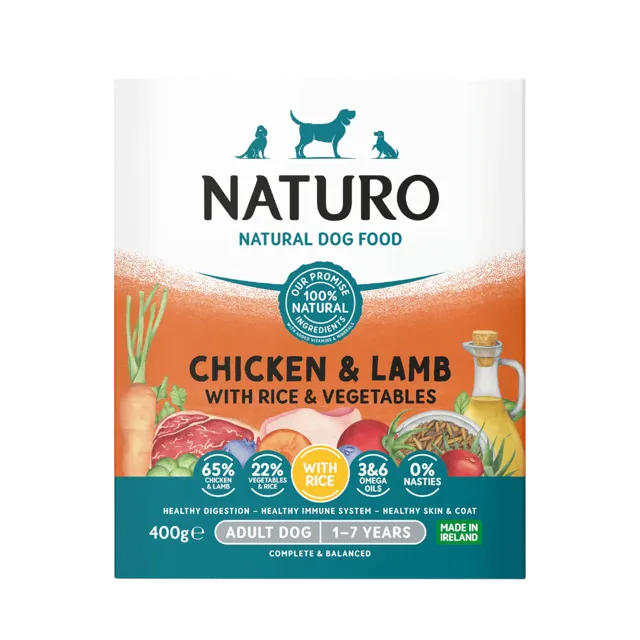 Naturo Adult Trays – Chicken & Lamb with Rice & Vegetables