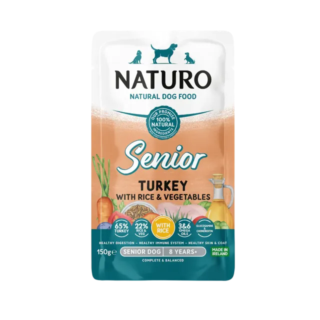 Naturo Senior Mini Dog Pouches – Turkey & Rice With Vegetables