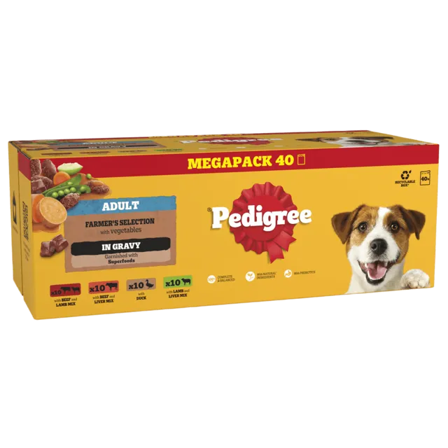 Pedigree Pouches in Gravy – Farmers Selection 40 x 100g