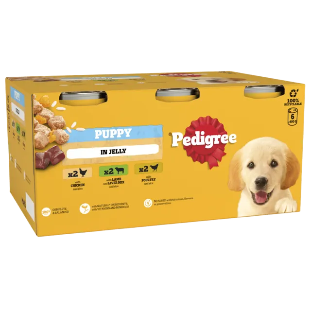 Pedigree Puppy Tins with Jelly – With Lamb & Rice