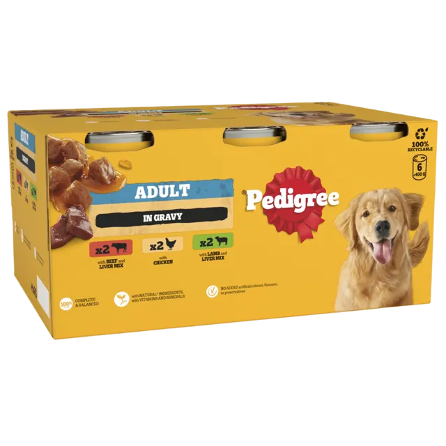 Pedigree Tins in Gravy – Mixed Selection 6 x 400g / 12 x 400g