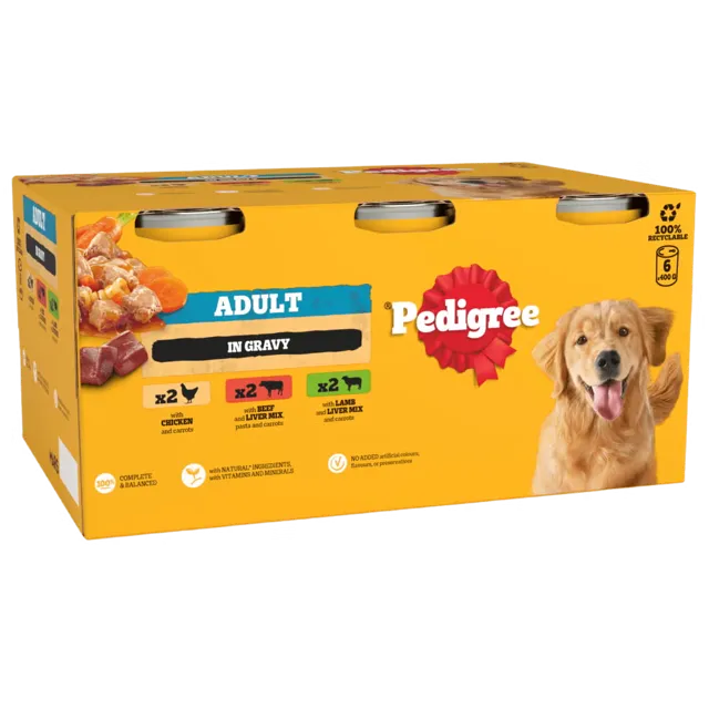 Pedigree Tins in Gravy – Mixed Selection 6 x 400g