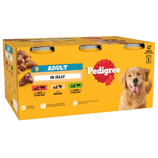 Pedigree Tins with Jelly – Mixed Selection Chunks 6 x 385g
