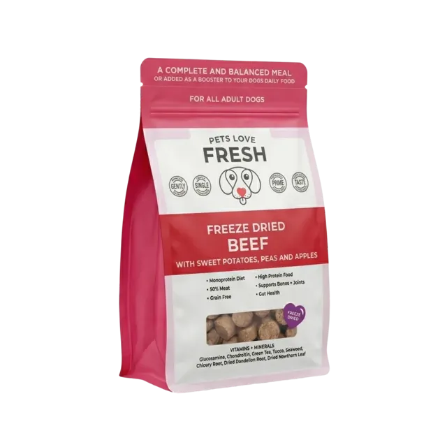 Pets Love Fresh Freeze Dried Complete – Beef, Sweet Potato, Peas and Apple
