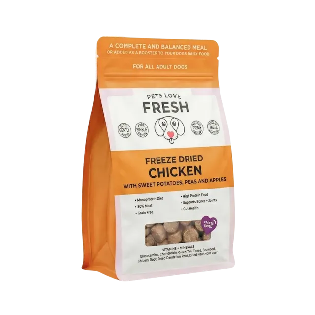Pets Love Fresh Freeze Dried Complete – Chicken, Sweet Potato, Peas and Apple