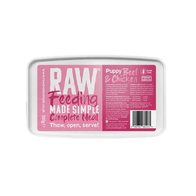 Raw Made Simple Puppy Complete Raw – Beef & Chicken