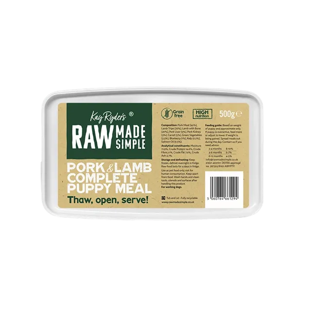 Raw Made Simple Puppy Complete Raw – Pork & Lamb