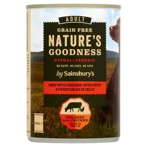 Sainsbury's Nature's Goodness Cans – Beef with Chicken in Jelly