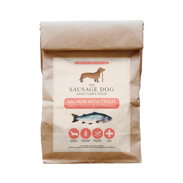 Sausage Dog Sanctuary Food Grain-Free Adult – Salmon With Trout, Sweet Potato & Asparagus