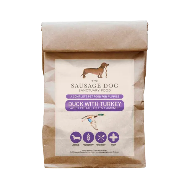 Sausage Dog Sanctuary Food Grain-Free Puppy – Duck With Turkey, Sweet Potato, Dill & Camomile