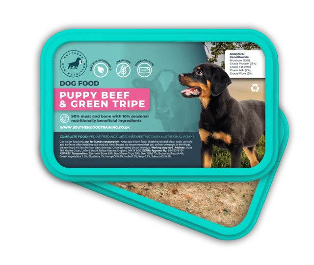 Southend Dog Puppy Raw Food – Beef with Tripe
