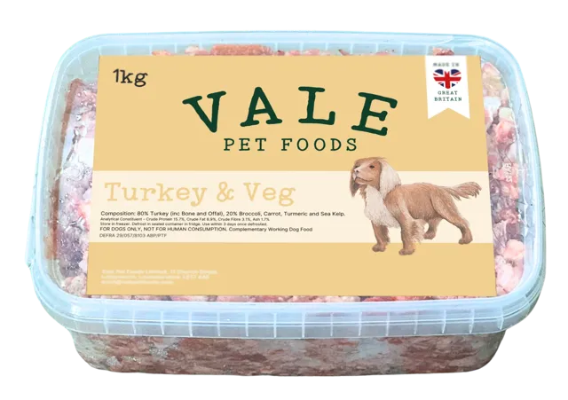 Vale RAW Minces With Veg – Turkey & Veg