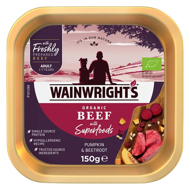 Wainwright's Adult Trays With Superfoods – Organic Beef with Superfoods